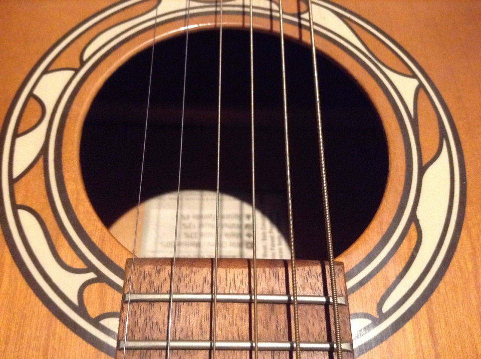 a round sound hole of the guitar