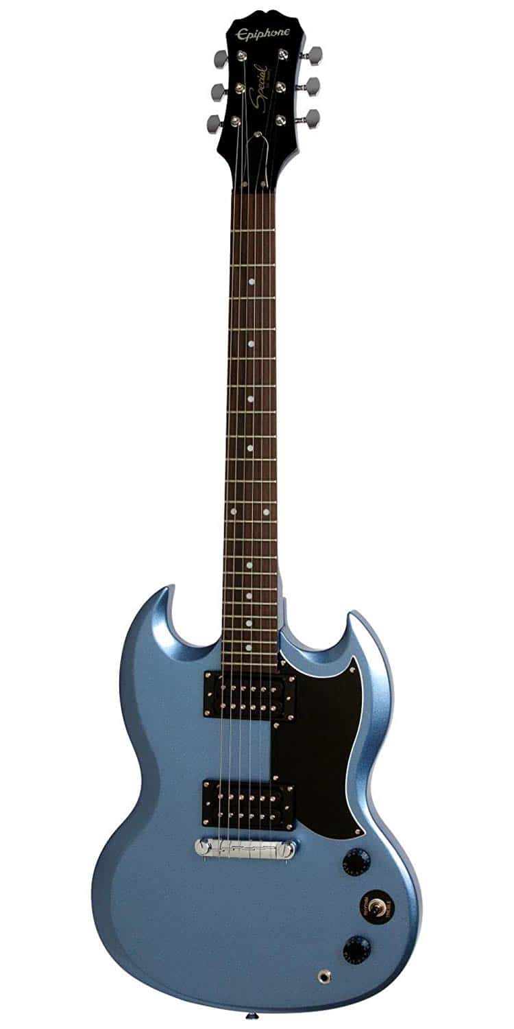 best beginner electric guitar featuring mahogany body finish: gloss orientation: right handed neck neck shape: '60s slimtaper d neck wood: mahogany joint: set-in scale length: 24.75 in. truss rod: standard neck finish: gloss fretboard material: rosewood radius: 12 in. fret size: medium number of frets